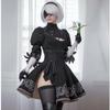Сексуальный костюм для косплея Nier Automata Yorha 2B, аниме, женский наряд, маскировочный костюм, нарядный костюм на Хэллоуин, карнавал, вечерние девушки, черное платье + парик, комплект костюмов