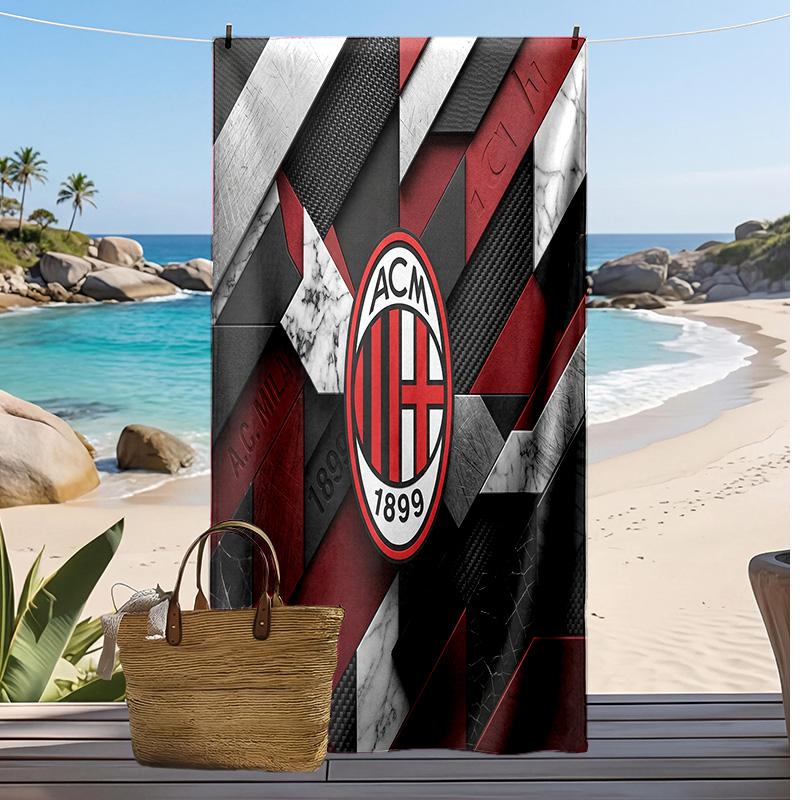 Пляжное полотенце с принтом AC Milan, быстросохнущее, мягкое, портативное, большое, прямоугольное, пляжное покрывало для путешествий, бассейна