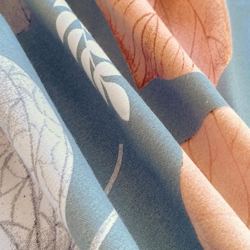 Простыня на резинке с принтом листьев, приятная к коже и дышащая, для односпальной/двуспальной кровати, мягкое постельное белье (без наволочки)