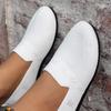 Fashion Solid Color Square Toe Mesh Loafers Shallow Women Flats Shoes Soft Bottom Knit Ballet Flats Shoes Casual Slip On Boat Shoes