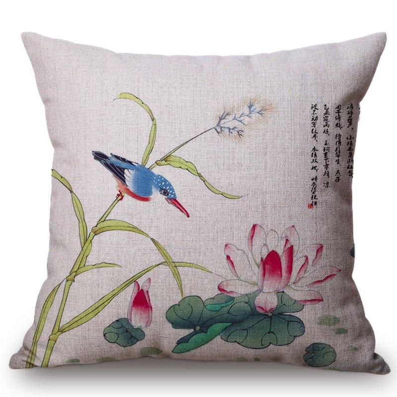 Китайский Ретро Живописный Стиль Классическая Девушка Лотос Чехлы для Подушек Офис Автомобиль Диван Кресло Домашнее Украшение Чехол для Подушки Наволочка