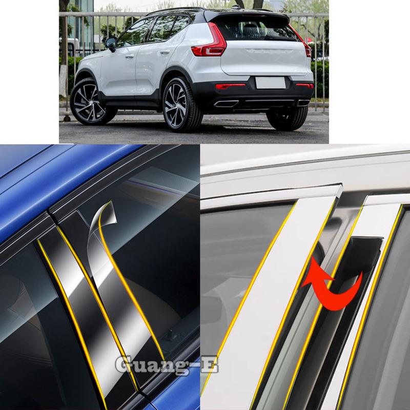 Car TPU/Glossy Mirror Pillar Post Cover For VOLVO XC40 Door Trim Window Molding Sticker Plate 6PCS