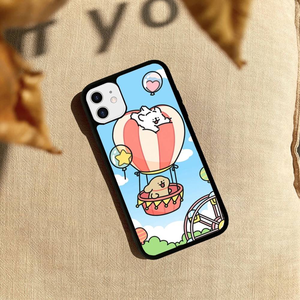 Lovely Line Dog Maltese Phone Case For iPhone 16 Pro Max 15 14 Plus 14 13 12 11 17 PC+TPU Cases Back Cover