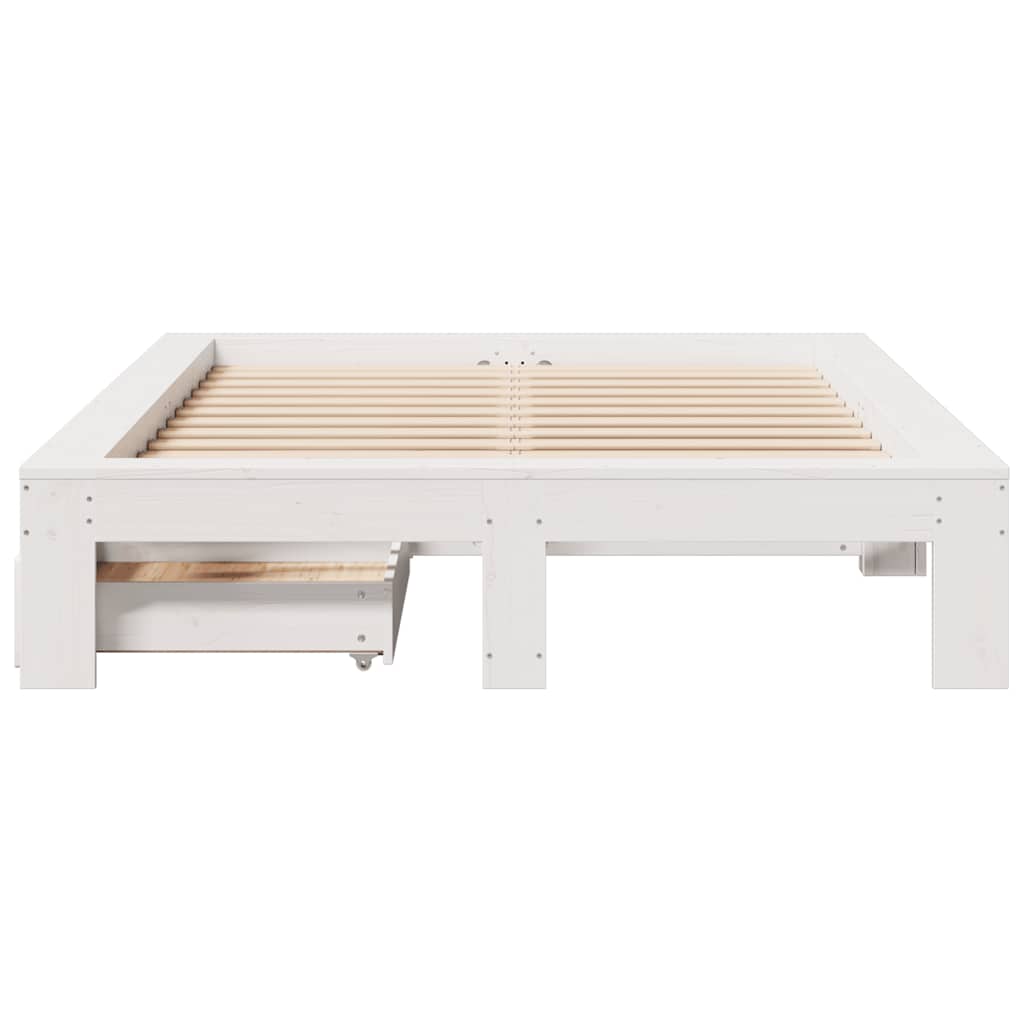 Solid Wood Bed without Mattress White 135x190 cm Pine Wood