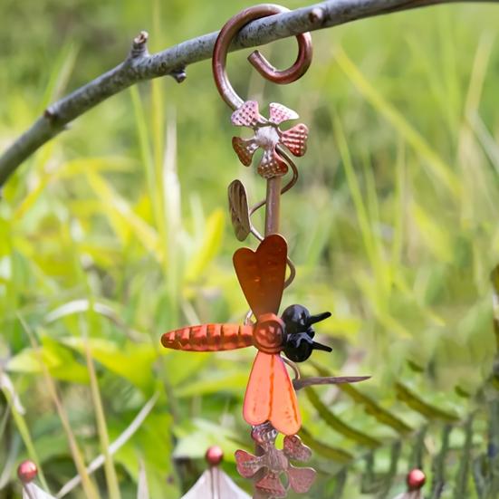 Hanging Birds Feeder for Outdoors Umbrella Shaped Birds Feeder Tray with Dragonfly/Butterfly/Honeybee Metal Wild Birds Bath for Garden Backyard Decor