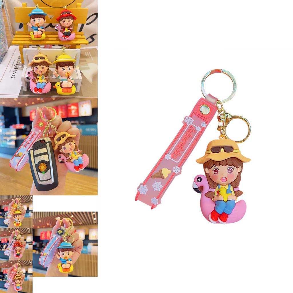 Adorable Cartoon Animal Keychains Soft Rubber Key Rings Cute Couple Gifts