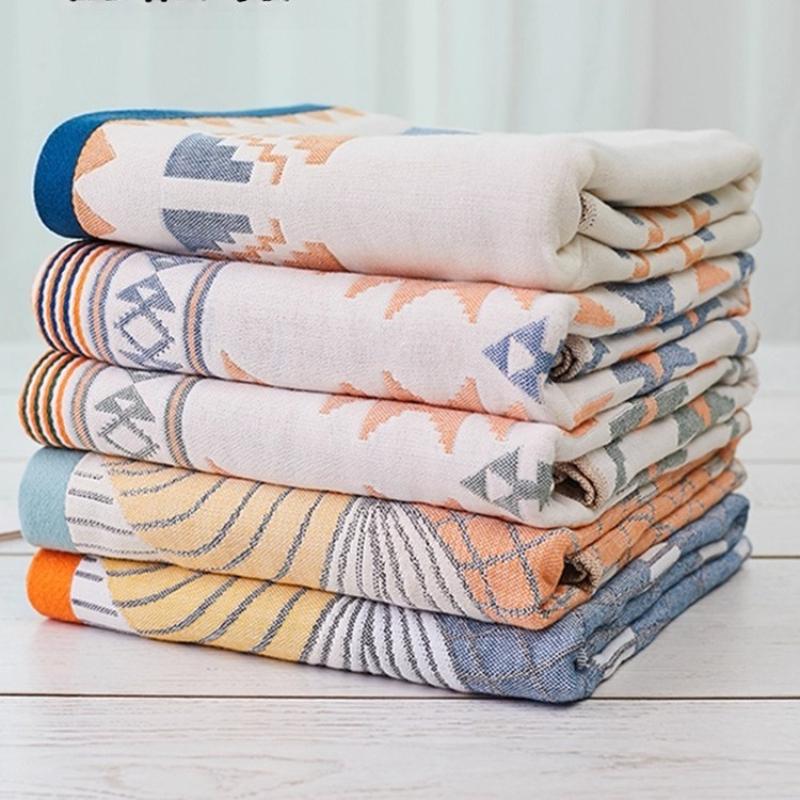 70 X 140см Банное полотенце из чистой хлопковой марли с принтом, четырехслойное хлопковое дышащее полотенце, мягкое, впитывающее, большое банное полотенце, 1 шт.