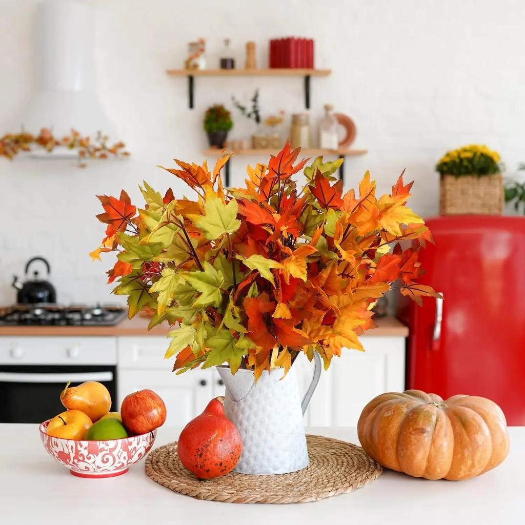 Artificial Canadian Maple Leaves Flower Arrangement Fall Thanksgiving Harvest Decor Home Party Wedding Centerpieces Decoration