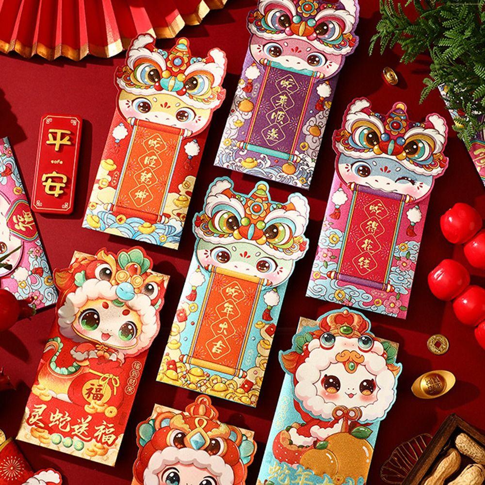4pcs Chinese New Year Red Envelopes Cartoon Money Packet Creative Lucky Money Pockets Kids Gift