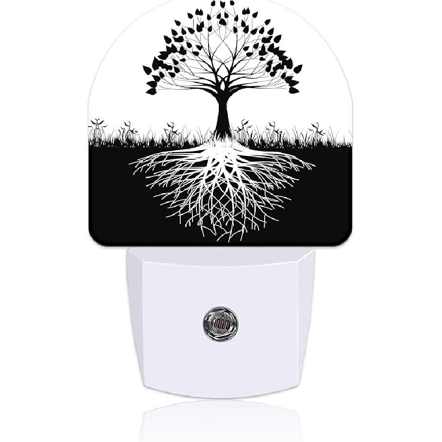Watercolor Christmas Tree Night Light for Kids, LED Night Light Plug into Wall with Dusk to Dawn Sensor for Girls Boys Women Men Room Decor, Hallway,