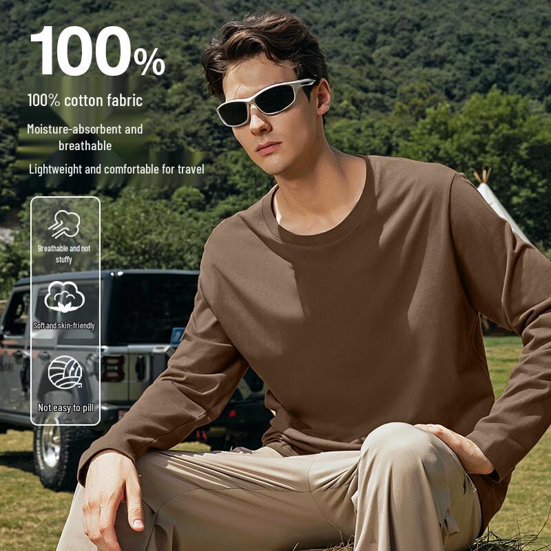 Мужская хлопковая футболка с длинным рукавом JEEP SPIRIT, свободного кроя, с круглым вырезом