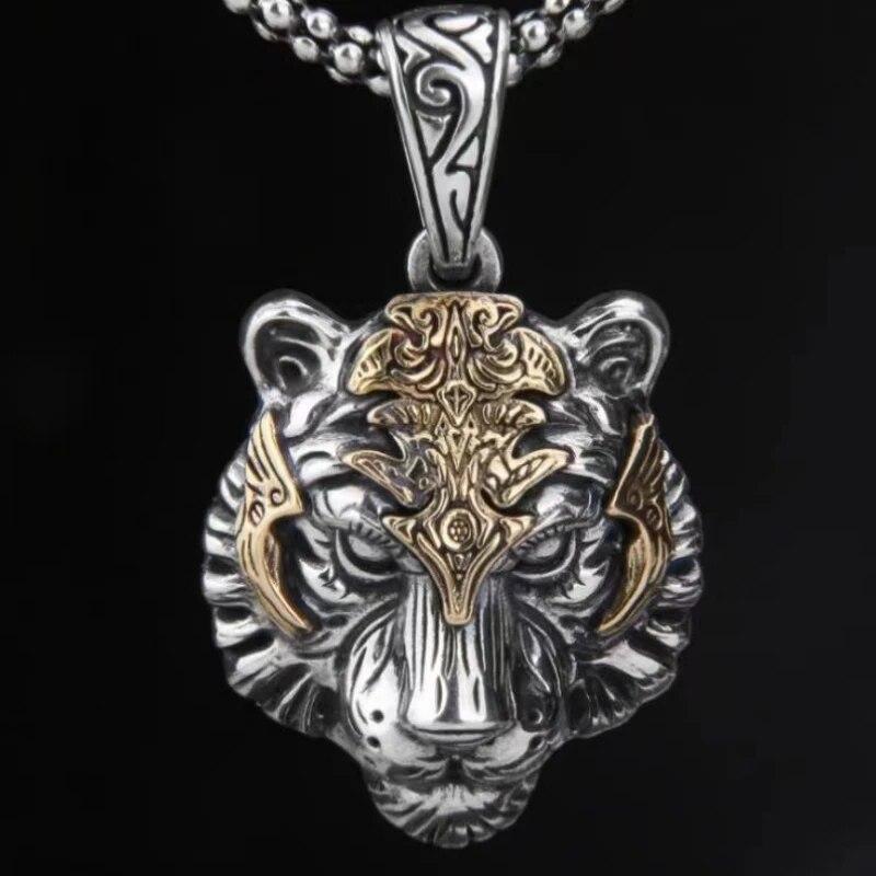 1pcs Vintage Necklace For Both Men And Women Fashion Trend Tiger Head Pendant Jewelry
