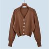 Retro V-neck Knitted Cardigan Women Loose Leisure All-Matching Single-Breasted Sweater Outwear Women Fall and Winter