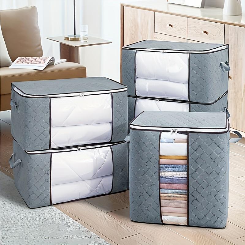 Storage Bag Fabric Clear Window and Handles Large Capacity Closet Organizer for Clothes Quilts Wardrobe Space Saver for Home