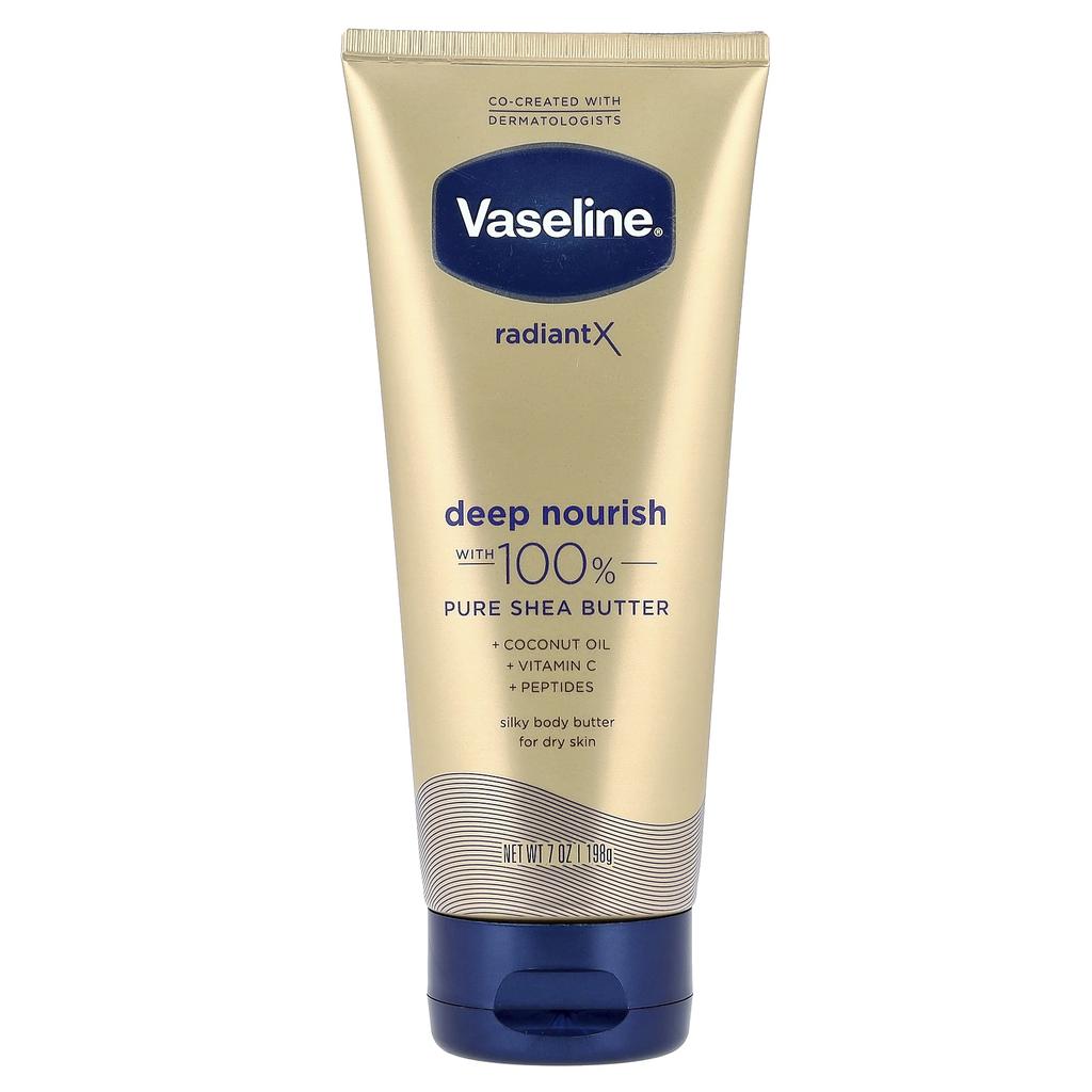 Vaseline Radiant X, Глубоко питающее шелковистое масло для тела, для сухой кожи, 198 г (7oz)