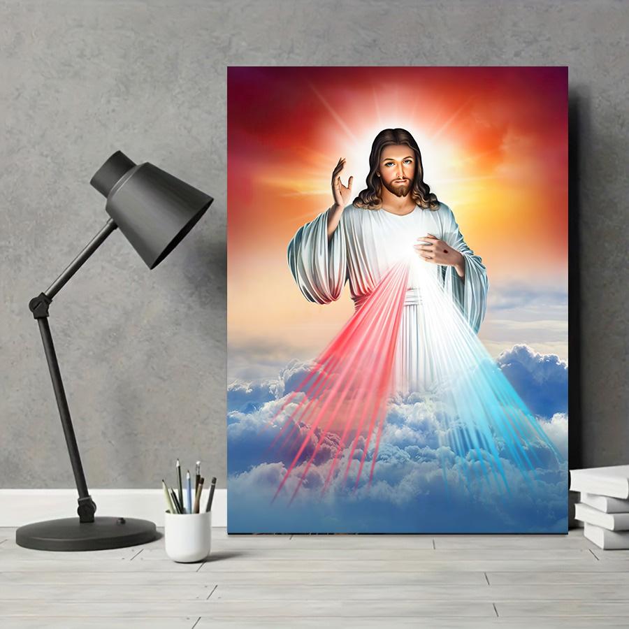Vintage Sacred Heart of Jesus Art Prints Mary God Poster Abstract Religion Canvas Painting Retro Wall Picture Home Decoration