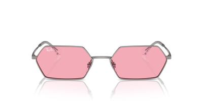 Ray-Ban RB3728 YEVI 004/84 Ганметалл Шестиугольные Розовые Линзы Солнцезащитные Очки 58мм
