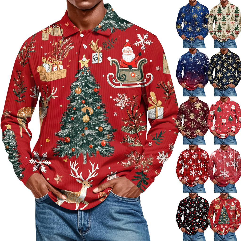 Men's Casual Style Solid Color Loose Shirt Long-sleeved Top