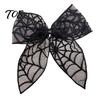 Dark Style Hair Clip Halloween Bat Mesh Bow Spring Clips, Black White Lace Spider Web Durable Barrettes, Gothic for Women Cosplay Costume Accessory
