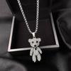 Women's Necklace Men's Necklace Titanium Necklace Full Diamond Bear Necklace Women's Hip Hop Sweater Chain