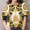 Летние женские футболки с короткими рукавами 3D топы Роскошные рубашки в стиле барокко Дизайнерская одежда Женская футболка Повседневная футболка большого размера с круглым вырезом
