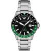 Мужские кварцевые часы Diver GMT из черной нержавеющей стали AR11589