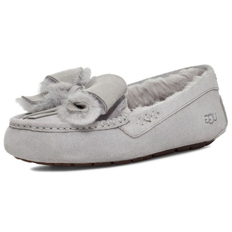 UGG Ansley Bow Plush Flat Shoes Женские туфли светло-серые 1113470-LGRY