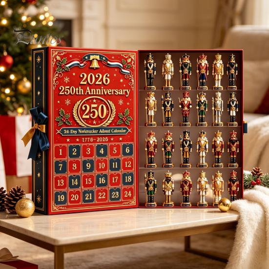 Christmas Gift for Children 2026 Nutcracker Advent Calendar, 24-Day Retro Soldier Figure Countdown Set, 2D Holiday Toy Flat Acrylic Tree Hanging