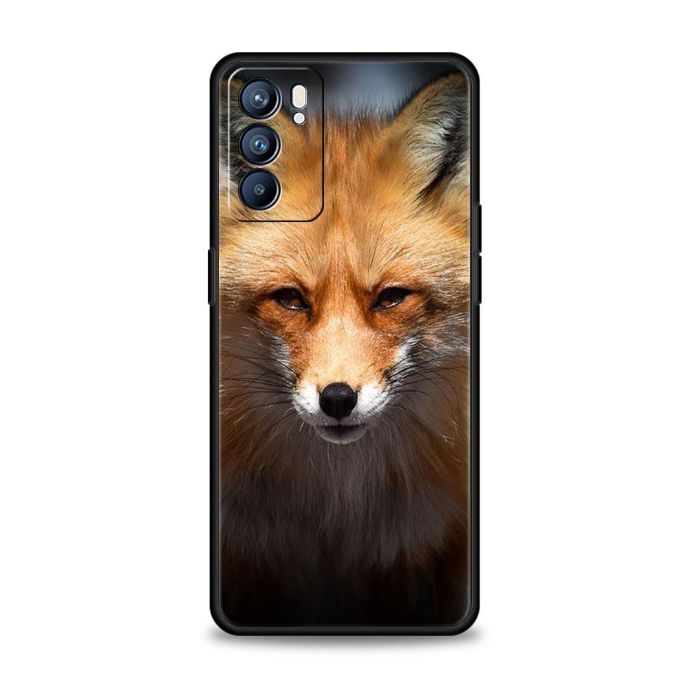Милый подарочный мягкий чехол для телефона Red Fox для Oppo Find X5 A54 A53 A52 A9 2020 A15 A95 A16 A76 A74 A12 Reno7 SE Reno6 Pro 5G черный чехол