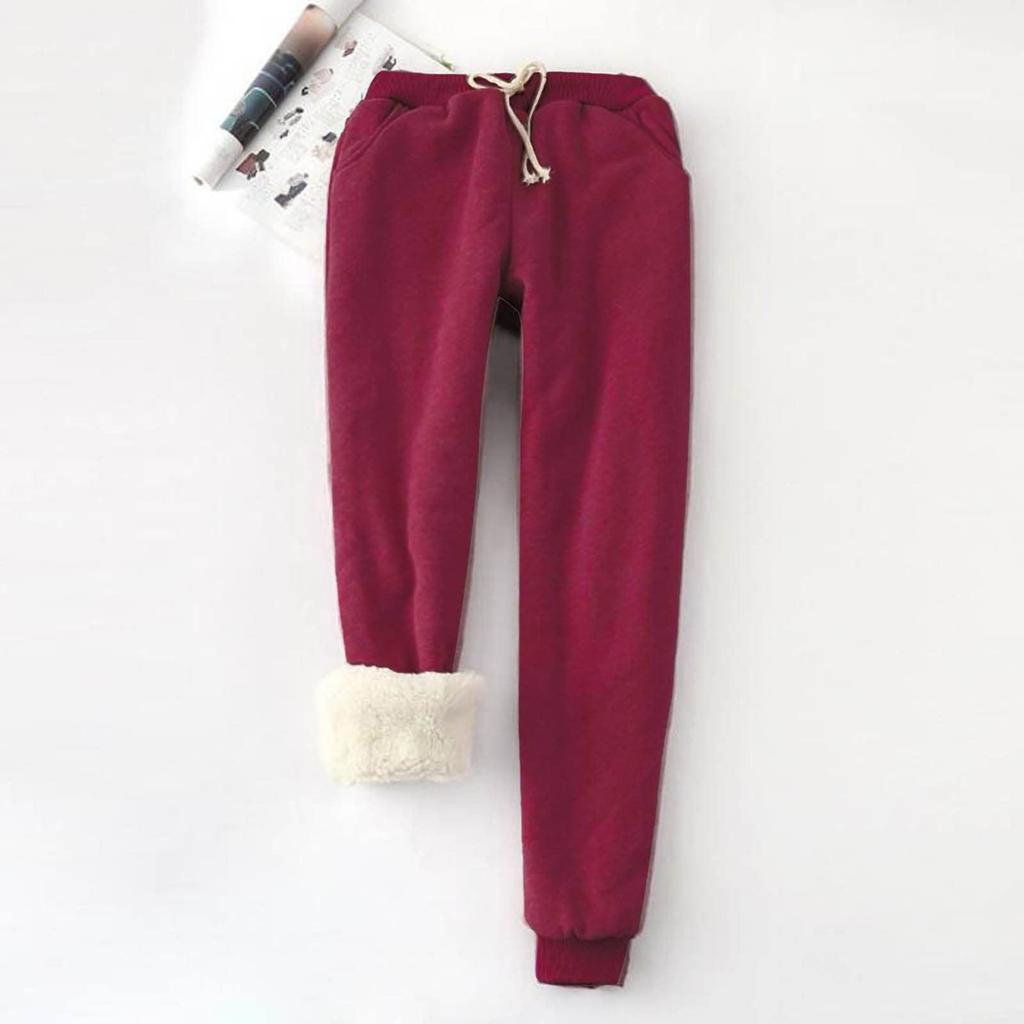 Women's Fashion Solid Color Sports Loose Thickened Thick Fleece Warm Pants