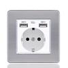 Wall USB Power Socket AC 110V-250V 16A Wall Embedded Double USB EU Standard Outlet Bedroom Socket