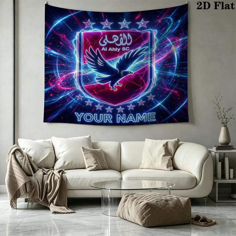 Custom Name Al Ahly SC2Printed Tapestry – Wall Hanging for Bedrooms, Dorms, and Home Decor