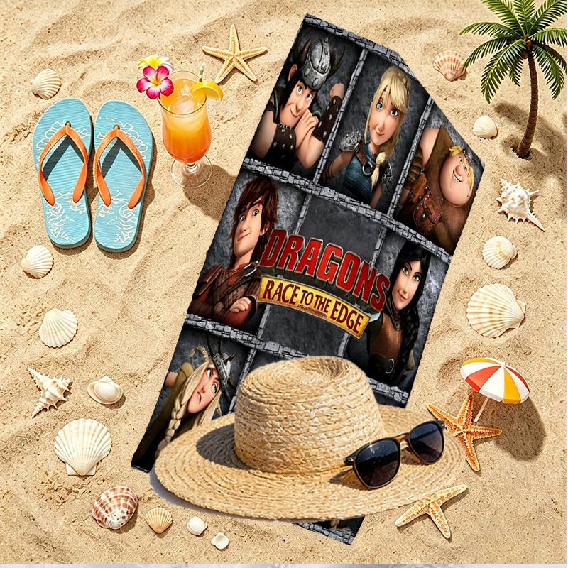 How to Train Your Dragon Print Beach Towel, Versatile Lightweight Absorbent Beach Towel for Pool Surf Yoga Bathroom, Perfect Birthday Holiday Gift