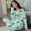 18 цветов, новая зимняя пижама, женская, корейская версия, с длинными рукавами, костюм для домашней одежды, свободная, большого размера, костюм из двух частей, можно носить на улице