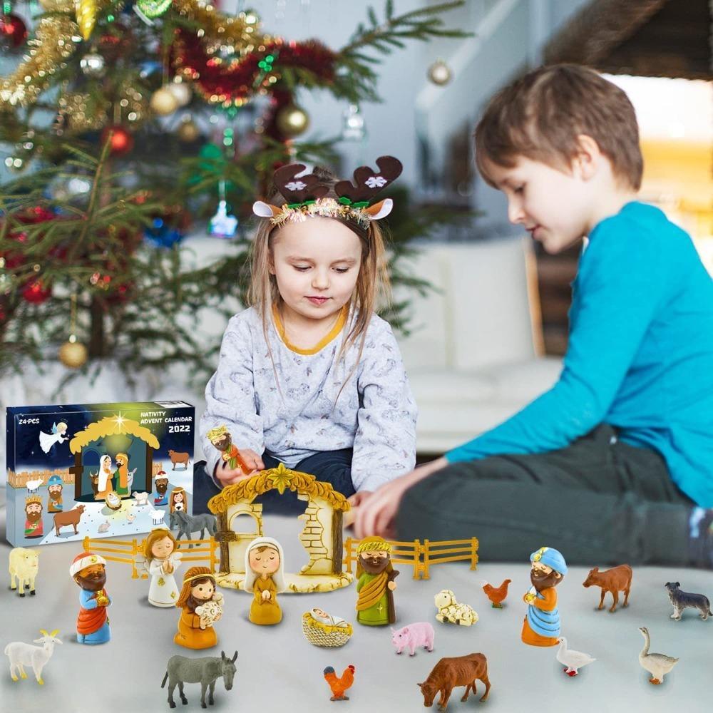 Nativity Scene Advent Calendar Resin 24 Days Christmas Countdown Calendar Christian Religious Gifts 2025 Desktop Ornaments