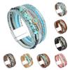 Bohemian Multi Layer Leather Bracelet for Women Jewelry Natural Stone Bead Feather Magnet Buckle Bracelets