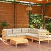 Day and Night - Day and Night Garden Furniture 6 Pieces and Cushions Solid Cream Pine Wood