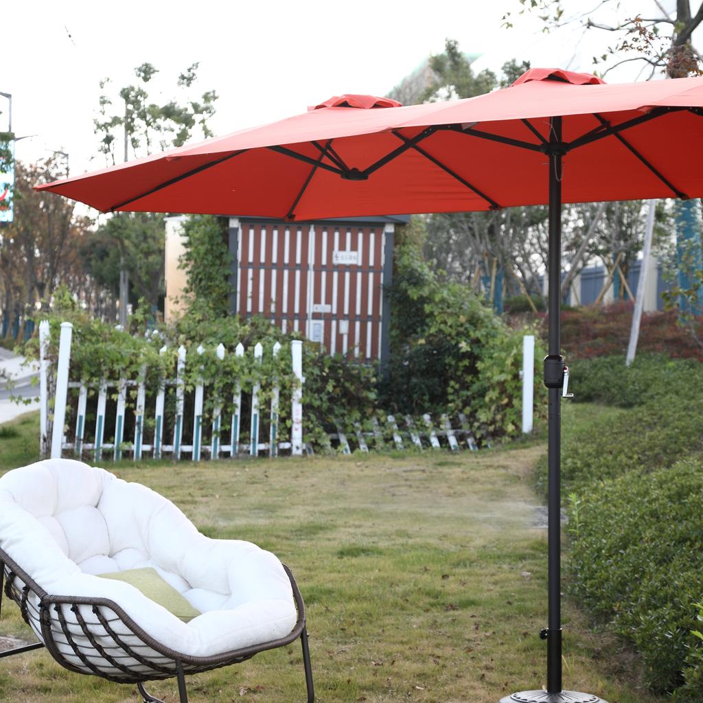 14.8 Ft Double Sided Outdoor Umbrella Rectangular Large with Crank ( Orange )(No Base)