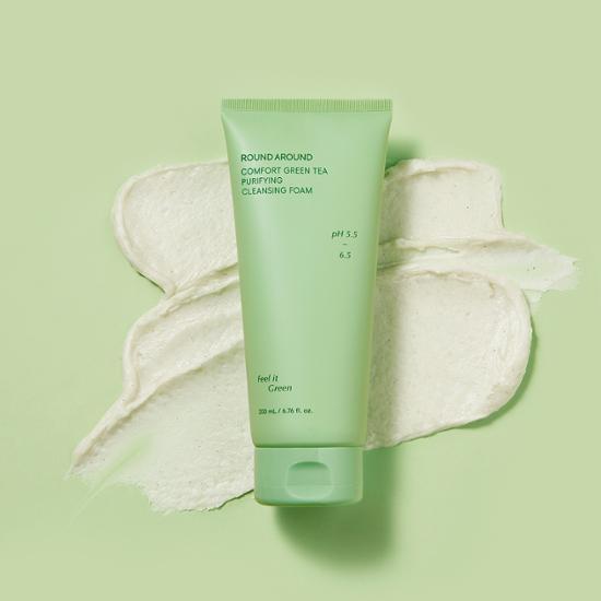 Round Around Comfort Green Tea Mildly Acidic Cleansing Foam 200ml