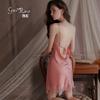 Women's Silky Satin Lace Deep V Cami Sleep Dress with Robe Lounge Set