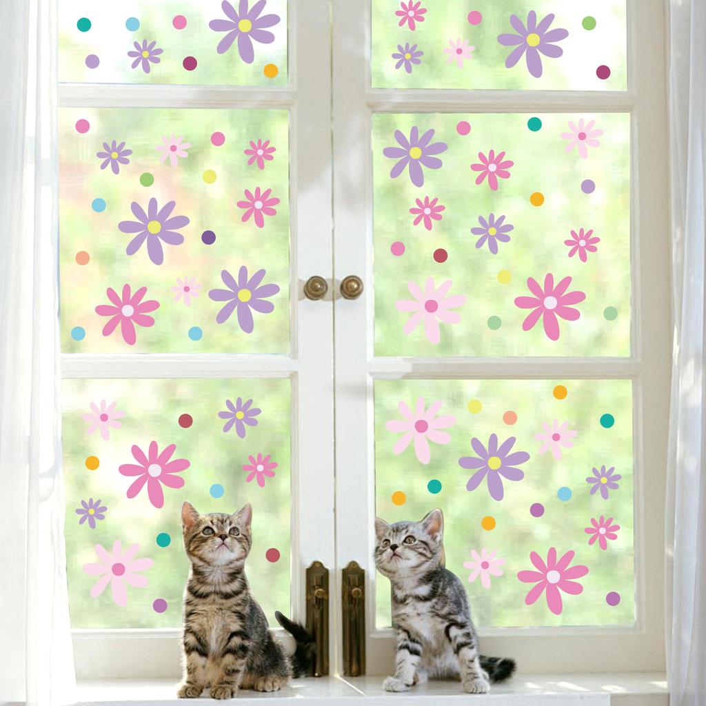 Растения и цветы наклейки для украшения стеклянных окон пвх статические наклейки теплое украшение красочные цветы