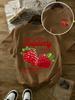 Juicy Raspberry Printed T-Shirts Cotton Womens Summer Oversized Tops Comfortable Soft Short Sleeve T Shirts Basic O-Neck Tees