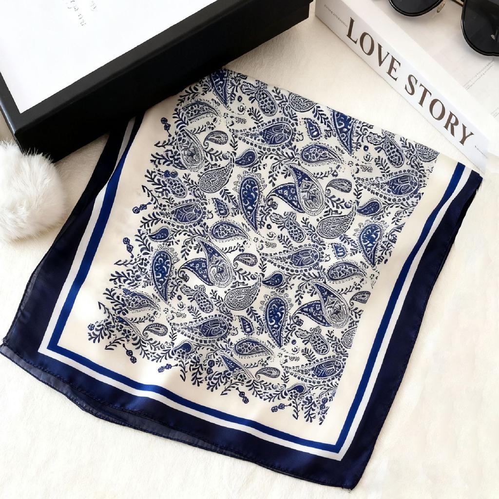 Pentagram letters my versatile silk scarf women's spring and autumn cotton and linen high-end square scarf neck decoration with shirt trench coat
