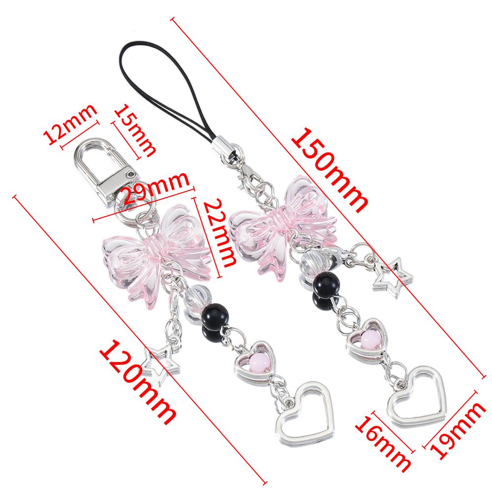 Y2K Phone Charm Bow Heart Star Keychain Pendant Kawaii Key Chain Bag Goth Phone Chain Cute Accessory For Girls Women Jewelry DIY
