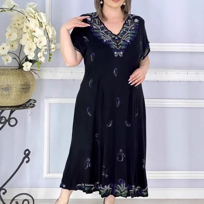 Европейское и американское 2025 трансграничное платье с принтом 5575