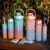 3pcs Outdoor Sports Fitness Water Bottle Set, Gradient Color Water Bottle With Time Scale For Adult Student