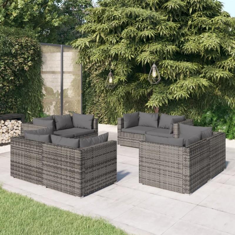 Day and Night - Day and Night Garden Furniture Set 8 Pieces and Gray Synthetic Rattan Cushions