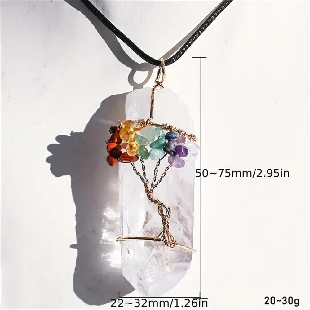 Natural Crystal Tree Of Life Pendant With Handmade Design For Jewelry Enthusiasts
