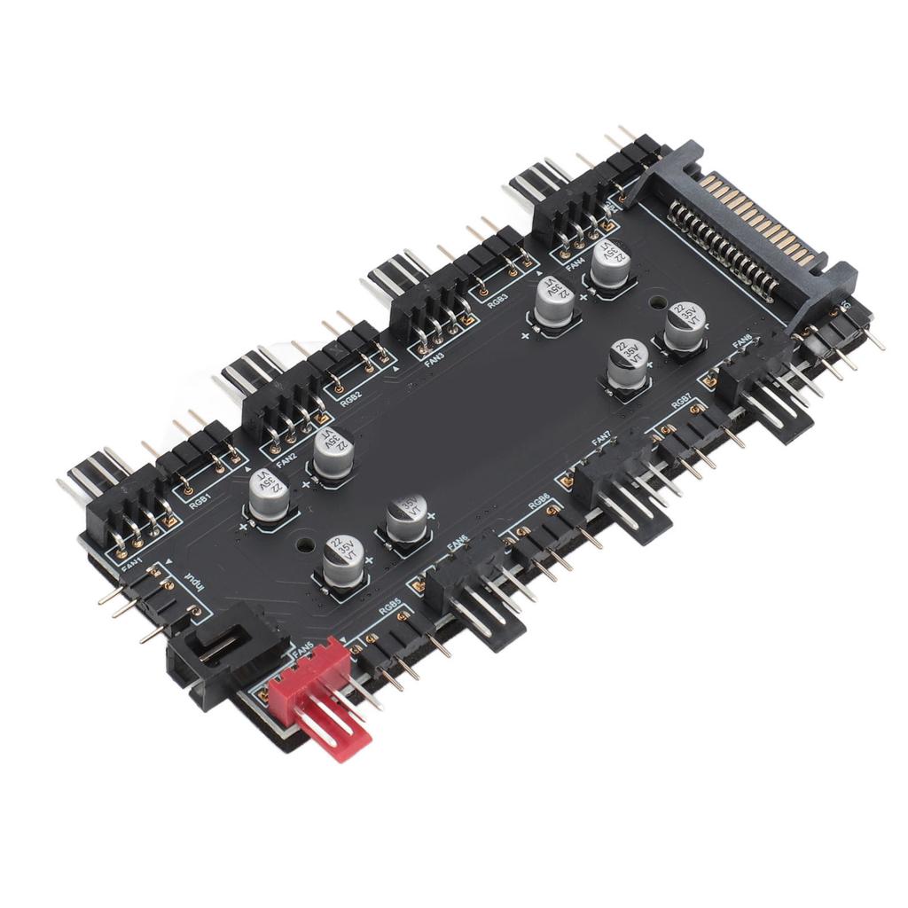 ARGB PWM 2 in 1 Hub 8 Way 5V 3 Pin ARGB HUB and 8 Way 12V 4 Pin PWM Hub for Expanding Motherboard Fan and ARGB Interface
