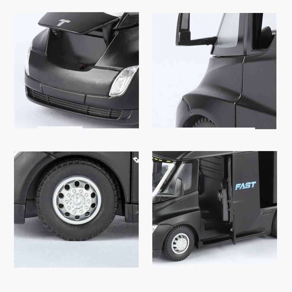 1/32 Semi Container Truck Transport Vehicle Truck Alloy Toy Car Model Sound and Light Children's Toy Collectibles Gift